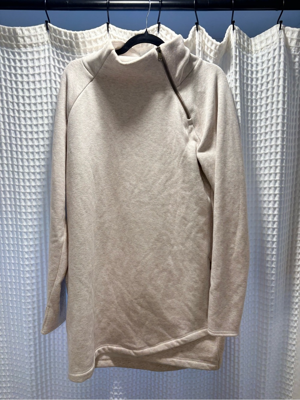 Athleta Cozy Karma Sweatshirt dress heathered cream